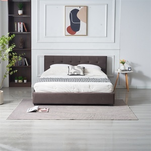 <span class=keywords><strong>Lit</strong></span> moderne de luxe en tissu capitonné avec rangement, taille Queen/King, durable, capitonné à boutons, mobilier doux, cadre en bois - Product Image 2