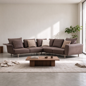 Canapé en cuir avec accoudoirs, 2-3 places, plateau en marbre, chaise longue, coussin de dossier amovible, pieds en métal fins, style moderne minimaliste pour salon et hôtel - Product Image 3