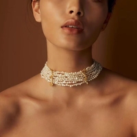 Collier ras du cou vintage élégant multi-couches en perles baroques naturelles d'eau douce pour femme, vente en gros d'usine