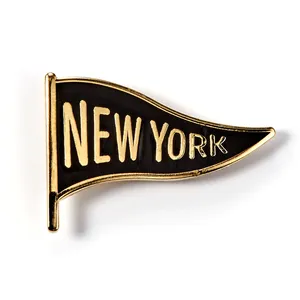 Spilla smaltata classica New York Pennant/spilla con colletto in metallo personalizzato/spilla da New York smaltata personalizzata dura
