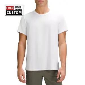 Camiseta para homem plus size de nylon, camiseta de poliéster spandex de ajuste regular, camiseta branca lisa