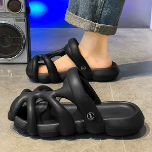 New Design step on feeling indoor outdoor waterproof summer light weight men slippers sandals shoes