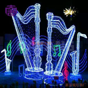Escultura de Notas Musicales en Hierro con Luces LED 3D, Motivo Navideño, Arpa, IP65, Decoraciones Navideñas para Exteriores - Product Image 4