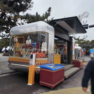 Remorque alimentaire en métal poli, comptoir de service personnalisé, chariot mobile pour café et jus, pour zone commerciale - Product Image 2
