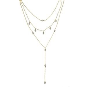 Mode haute qualité trois couches minuscule goutte d'eau longue chaîne colliers Sexy femmes dame pavé CZ luxe bijoux de mariage - Product Image 3