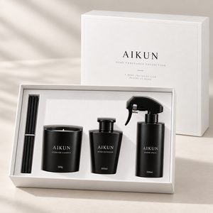 Coffret cadeau diffuseur de parfum, bougie parfumée et spray d'ambiance Aikun Private Label Luxury, avec boîte de présentation blanche, pour les lancements de marque - Product Image 1