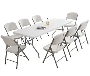 Outdoor Weeding White Plastic Folding Tables and Chairs Set for Garden