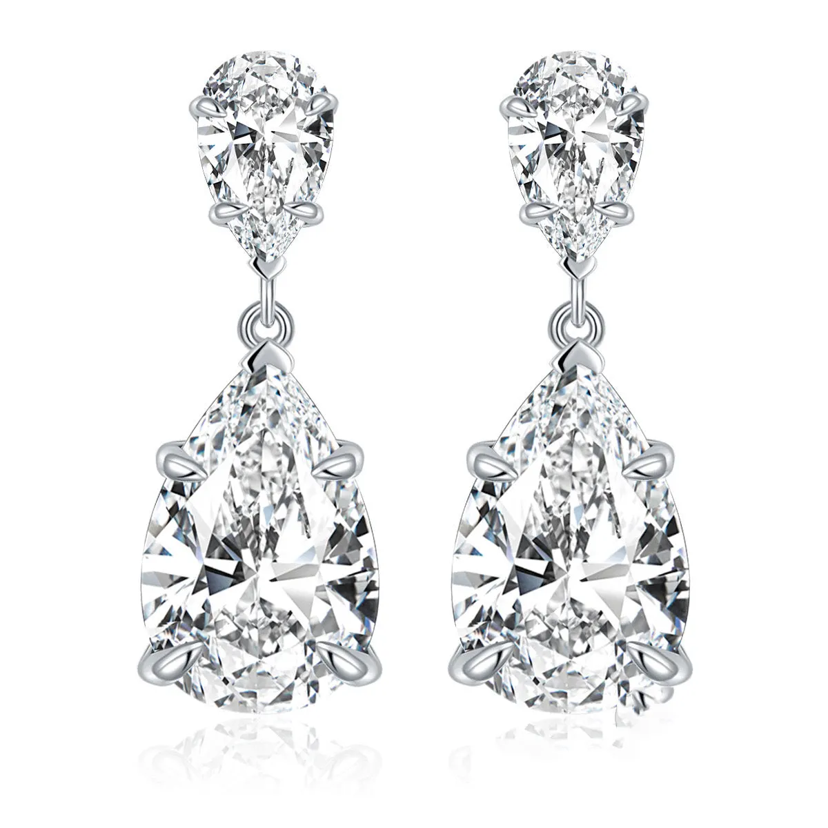 Big Pear Cut Drop Earring Luxury 925 Silver Earing Fine Jewelry Moissanite Stone Pear 6.7 Ct Earrings For Women