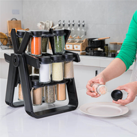 Organisateur d'épices créatif pour comptoir de cuisine, support rotatif à 360 degrés en forme de grande roue, ensemble de 18 pots à épices en PP et ABS