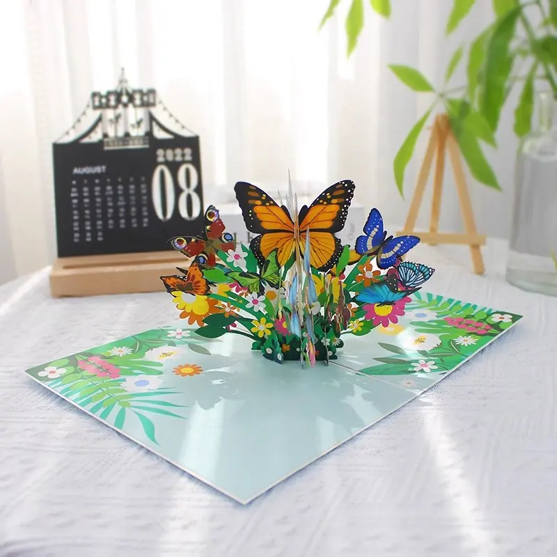 Cartões 3D para o dia dos namorados flor 3D pop up em cartões com envelopes