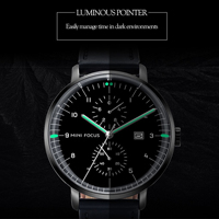 Jam Tangan Pria MINI FOCUS 0052G Fashion Bisnis Pria Tali Kulit Jam Quartz Jarum Bercahaya Tahan Air Jam Mewah Pria Relogio