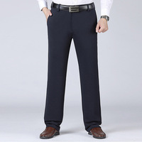 Pantalons habillés pour homme, coupe droite, classique, automne et hiver, taille extensible, pour le travail, décontracté