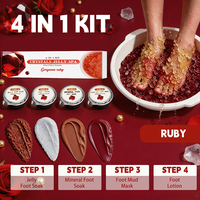 Kit de Pédicure Professionnel 4-en-1 aux Cristaux de Rubis et Gelée Spa – Masque de Boue et Lotion pour les Pieds – Vente en Gros OEM pour Salons de Manucure et Pédicure