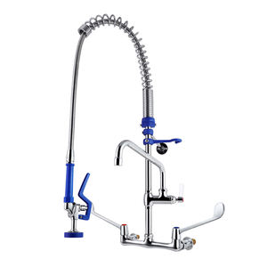 ก๊อกน้ำอุตสาหกรรมเชิงพาณิชย์แบบสองหัวฉีดล้างล่วงหน้าสำหรับครัวโรงแรม พร้อมหัวฉีดแบบดึงลง ชุบโครเมียม สำหรับเครื่องล้างจาน - Product Image 2