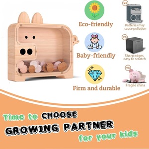 Hucha de madera con forma de cerdo, estante extraíble, regalo para niños, decoración del hogar, caja para dinero - Product Image 5