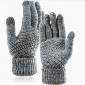 Gants magiques d'hiver personnalisés pour femmes et hommes, en laine tricotée, chaud et extensible, avec motifs en acrylique,