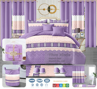 Parure de lit de luxe personnalisée 24 pièces, taille King, en stock, vente en gros, couvre-lit matelassé avec rideaux, faible MOQ, ensembles de draps