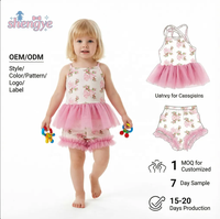 Ensemble de vêtements pour tout-petits en 2 pièces, personnalisé avec logo DH ODM, en fibre de bambou respirante, manches courtes, pour toutes les saisons, mode Pâques, pour petites filles