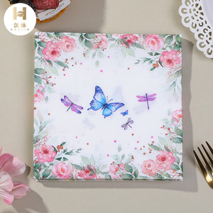 Printed Paper Napkins Butterfly Flowers 330mm Square Birthday Party Decorations Elegant Tableware - Product Image 5
