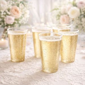 Vasos Desechables de Plástico PS con Purpurina Dorada y Plateada de 10 oz para Café Helado, Cerveza, Fiestas, Bodas, Cumpleaños, Eventos - Product Image 3