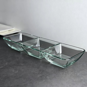 Bol de connexion en verre transparent, salade, plateau à fruits, bol à compartiments pour assaisonnements - Product Image 3