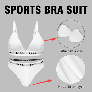 Sous-vêtements de sport personnalisés <span class=keywords><strong>en</strong></span> <span class=keywords><strong>coton</strong></span>, lingerie pour femmes, ODM OEM, soutien-gorge de sport sans bretelles et ensemble de culottes pour femmes - Product Image 5