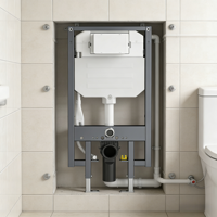Citerne encastrée murale de type split pour WC sur pied, entrée par le dessus, chasse d'eau 3 modes, usage hôtelier