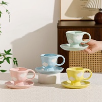 Tasses et soucoupes en céramique créatives Lelyi, design nuage, pour le thé de l'après-midi, mugs à café, cadeaux personnalisés de grande valeur pour filles, en stock