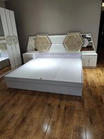 2023 nouveau économique 5 pièces pas cher MDF chambre ensemble meubles 1.8m lit King Size pour la maison