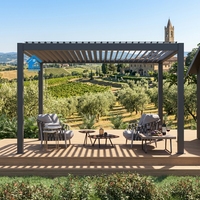 Pergola motorisée à toit rétractable en aluminium Sweet Home 16x12 pieds - Imperméable et écologique - Bâtiments de jardin extérieurs