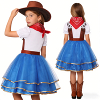 Costumes de danse jazz pour filles OEM ODM, costumes de cow-boy pour enfants, ensemble de robes de jeu de rôle pour fêtes, polyester avec chapeau