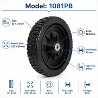 Roue en plastique massif avec moyeu décalé 10 pouces 250x50mm pour chariot à main et chariot à roulettes