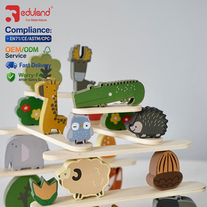 Jouet d'équilibre Montessori EDULAND OEM ODM, blocs éducatifs en bois, animaux de la forêt, dessin animé, jouet d'apprentissage précoce pour enfants, empilage et construction - Product Image 2