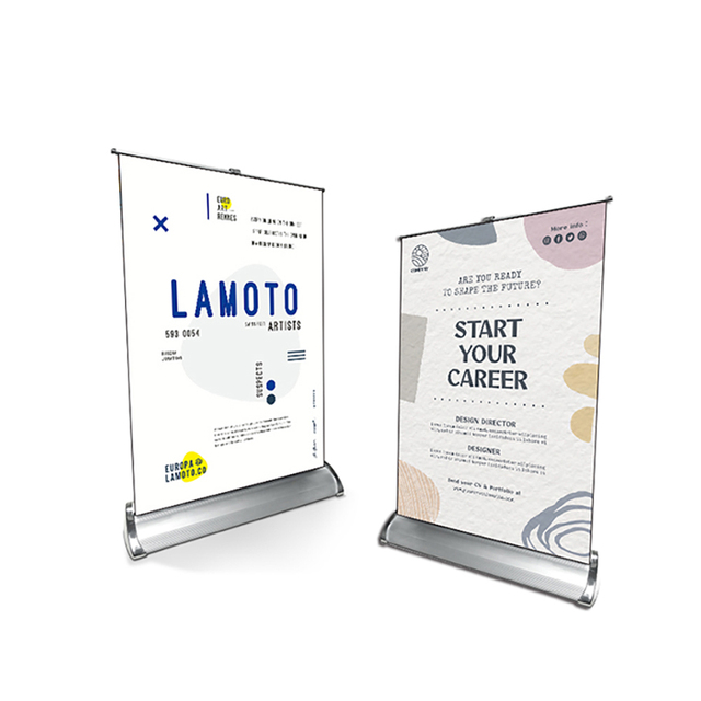 Custom High Quality A2 A3 A4 Size Mini Tabletop Desktop 48 Inch Roll up Banner Stand 28cm Mini Pull up Banner Suppliers