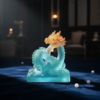 Figurine de dragon en cristal sculptée à la main, décoration d'intérieur, ornement exquis, cadeau de collection, services personnalisés disponibles