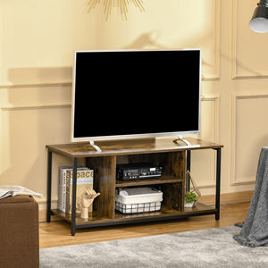 HOMCOM Meuble TV de salon de style industriel, bois et acier, 110x40x50cm - Product Image 2