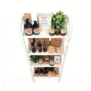 Minimalistic Metal Skincare Products <b>Display</b> <b>Racks</b> Floor-standing with Shelves Cosmetic Showcase Multi-tier <b>Display</b> Stand - Product Image 5