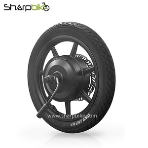 Roue de vélo avec moteur à moyeu en aluminium de 14 pouces, 36V 48V 500W, moteur sans balais à engrenages - Product Image 2