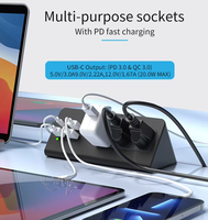 Multiprise de bureau à fixation sur bureau, norme américaine, avec PD 20W USB-C, 3 prises CA US et 4 ports USB, pour bureau et domicile