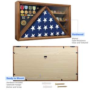 Boîte à souvenirs en bois massif de grande taille pour médailles militaires, drapeau funéraire, cadre photo en tissu pour les anciens combattants, vente en gros 2026 - Product Image 3