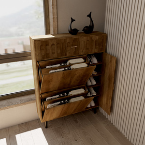 Design moderno pieghevole scarpiera in legno scarpiera armadio con cassetto portaoggetti - Product Image 2