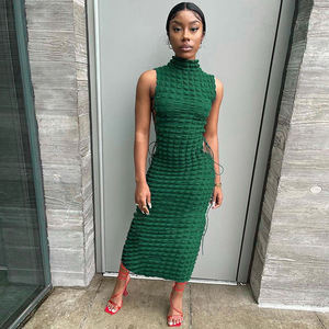 Abiti estivi di nuova moda solidi abiti Slim Fit abiti senza maniche con <span class=keywords><strong>lacci</strong></span> <span class=keywords><strong>laterali</strong></span> vuoti - Product Image 4