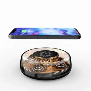 High Quality Breathe Night Light 5 In 1 Wireless Charger Large Capacity Endurance Flame Mountain Shape Wireless Mobile Chargers