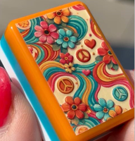 JOYF Juego de Mahjong Plegable Retro de los Años 60, con Fichas de Mahjong Acrílicas Grabadas con Diseño Moderno y Lujoso de Gatos Atómicos, Juego de Mesa Americano, Regalo