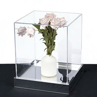 Boîte de présentation transparente en acrylique pour fleurs éternelles, anti-poussière et anti-humidité