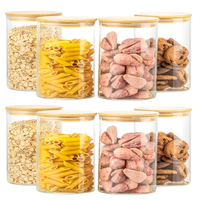 Stoples Penyimpanan Makanan dan Rempah-rempah Kaca Ukuran Sedang 15oz 450ml, Wadah Kedap Udara dengan Tutup Bambu