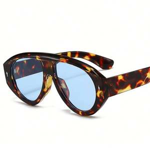 Lunettes de soleil surdimensionnées pilote rétro 2026 tendance pour hommes et femmes, avec logo personnalisé, monture large et rivets, protection UV400 - Product Image 1