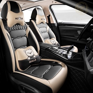 Set Completo di Lusso 9 Pezzi <span class=keywords><strong>Coprisedili</strong></span> Auto <span class=keywords><strong>Universali</strong></span> in Pelle Traspirante Impermeabile 5D per Tutte le Stagioni con Logo Personalizzato - Product Image 4
