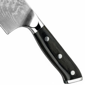 Chef de cuisine en acier damas fait à la main intelligent couteau de coupe de légumes personnalisé de haute qualité Pakka manche en bois gaine en cuir carbone - Product Image 1