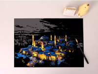 Peinture à gratter A3 Scène nocturne urbaine colorée, papier à gratter coloré, cadeau créatif fait main DIY pour adultes, hommes et femmes